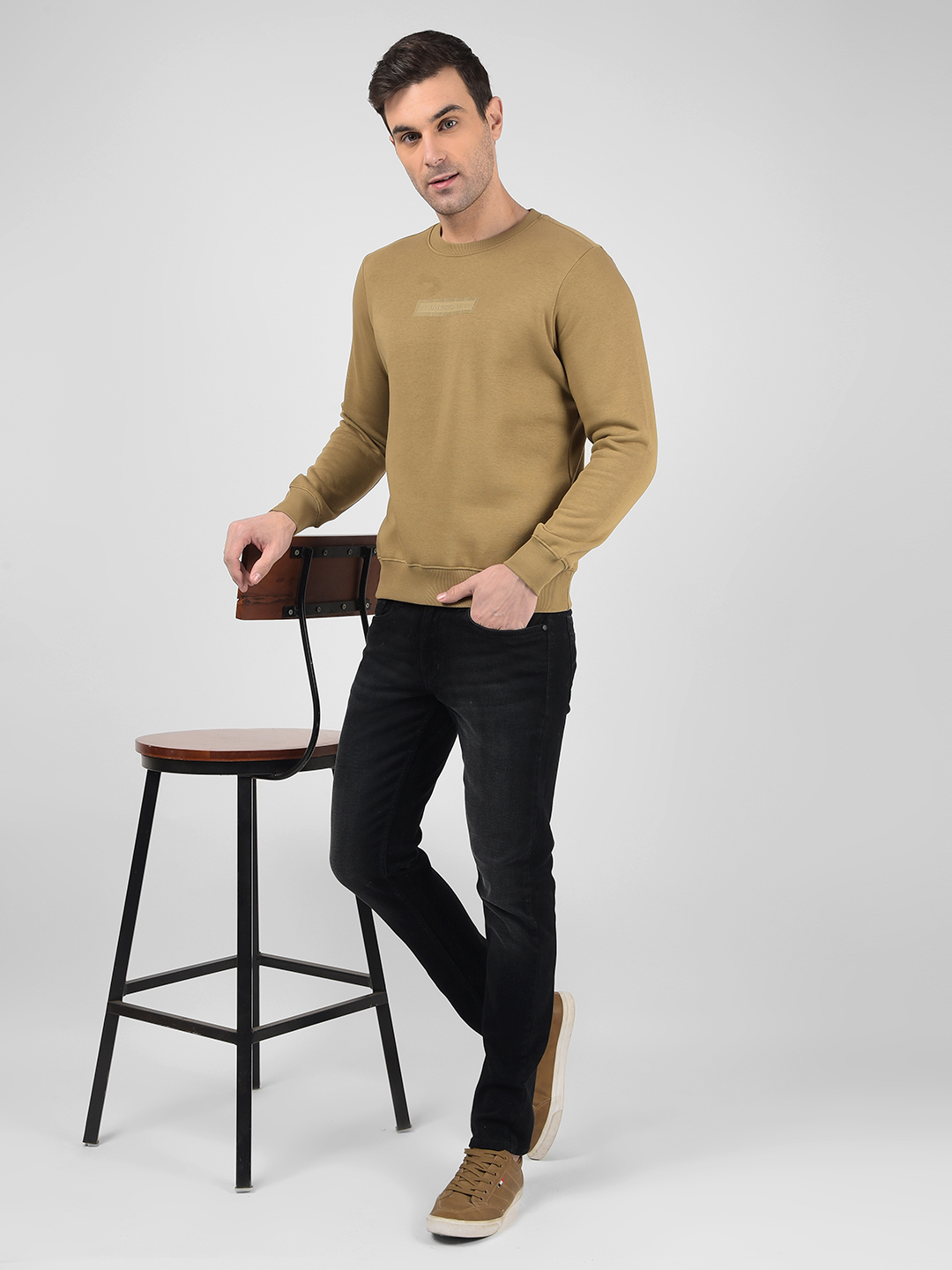 Numero Uno Men Solid Brown Sweat Shirt